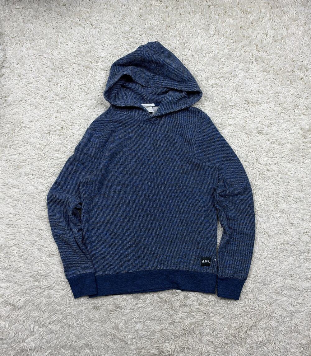 Scotch & Soda AMS Amsterdam Hoodie Blue Twill Melange Pullover Sweatshirt Size M